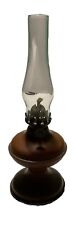 Antique  Clear Glass &Brass Kerosene Mini Oil Lamp W/Chimney 8.5” Tall. picture