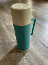 Vintage Thermos Teal & Beige King Seeley 16 oz Filler 22F Stopper 722 Cup 22A63 picture