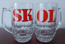 Vintage 1980s Skol Lager One Pint Classes Beer Tankard Glass Government Stamped picture