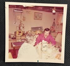 FOUND VINTAGE PHOTO PICTURE man and woman sitting at a table smoking cigarette picture