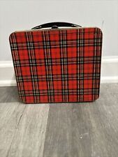 Vintage Collectible 1960s Aladdin Plaid Metal Lunch Box W/ Two Thermos picture