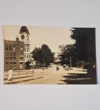 Woodsville NH Central Square Horse Drawn Wagons Antique Real Photo Postcard RPPC picture