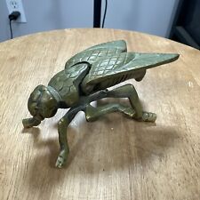 Vintage Ashtray Trinket Box Brass Metal Fly Insect Bug Hinged 3.5” Long picture