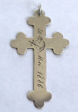 ANTIQUE VICTORIAN 1886 FRENCH SILVER Nun's CROSS ENGRAVED MONO SACRED HEART picture