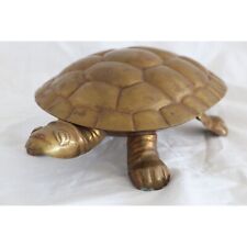 Vintage Solid Brass Turtle Trinket Box Hinged Lid picture
