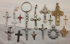 Religious Lot Cross Crucifix More Mixed Lot 15 Piece Italy Japan Keychain Jewels picture