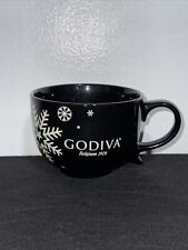 Godiva Belgium 1926 Coffee Mug Black With Snowflakes Hot Chocolate Tea Cup OBO picture