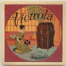 VICTROLA ~LYON & HEALY - CHICAGO~ Huge & Scarce Advertising Poster Stamp, c 1920 picture