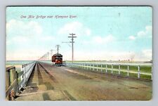 Hampton NH-New Hampshire, One Mile Bridge, River Antique Vintage c1907 Postcard picture