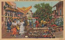 Typical Of Early Los Angeles California Street Market Vintage Linen Post Card picture