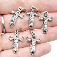Lot of 5 Risen Christ Silhouette Mini Silver Tone Pendant Medals Rosary Parts picture