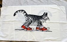 B Kliban Cat In Red Shoes Design Cotton Polyester Percale King Pillowcase Vtg picture