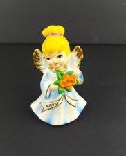 Vintage Chalware 1950s August Blue Birthday Girl Angel Figurine Made in Korea picture