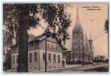 1928 Lutheran Church Exterior Building Jefferson Wisconsin WI Vintage Postcard picture
