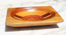 Vintage Hand Made Segmented Rectangular Oval Decorative Wooden Bowl Dish picture