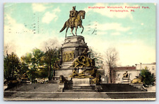 Original Old Vintage Outdoor Postcard Washington Monument Philadelphia, PA USA picture