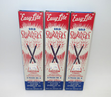 3 Boxes Vtg Elkton Sparklers Co Easy Lite Gold No. 8 Fireworks Empty Box 1960s picture