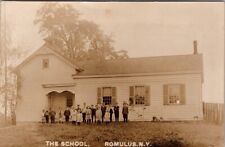 Romulus, NY Schoolhouse w/Students, c1908, Real Photo PC #1068 picture
