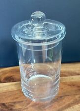 Vintage Clear Glass Canister Apothecary Jar With Ball Knob On Lid 8” X 4.25” picture