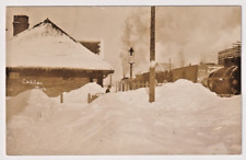 RPPC 1912 Postcard Cadillac Michigan Deep Snow Scene Train Leaving Station picture