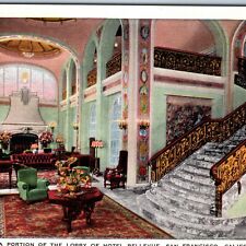 c1940s San Francisco CA Hotell Bellevue Interior Lobby Colorful Advertising A226 picture