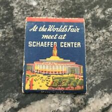 VINTAGE SCHAEFER BEER FULL MATCHES MATCHBOOK 1939 NY WORLDS FAIR NEW YORK NY picture