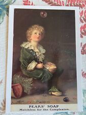 vintage postcard advertising Pears soap Victorian boy bubble watching picture