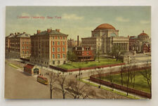 Vintage Postcard, Aerial Street Scene, People, Trolley, Columbia University, NYC picture