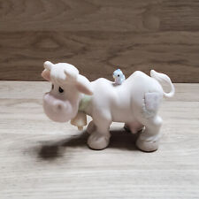 VERY RARE COW 1980 Precious Moment figurine with Bell and Blue Bird picture