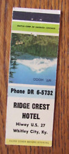 WHITLEY CITY, KENTUCKY MATCHBOOK COVER: RIDGE CREST HOTEL c1950s MATCHCOVER -D picture
