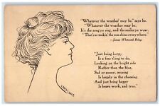 c1910's Pretty Woman Poem James Whitcomb Riley Unposted Antique Postcard picture