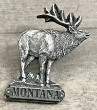 Vintage Siskiyou Montana Bull Elk Numbered Pewter Lapel Hat Jacket Souvenir Pin picture