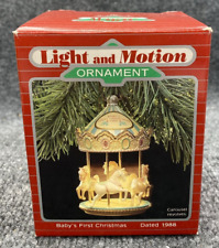 Hallmark Christmas Ornament Carousel Horses Magic Light Motion 1988 Baby's 1st picture