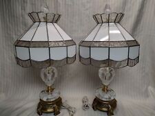 Gorgeous Pair of Paperweight Lamps Signed Joe Rice w/Original Leaded Shades picture