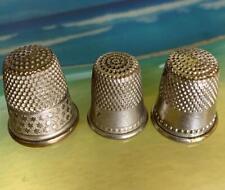 Vintage Silvertone Thimbles Lot of 3 - 1 Marked German #8 picture
