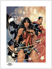 HAND SIGNED Terry Dodson Sideshow Exc JLA Art Print Wonder Woman Batman Superman picture