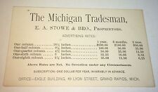 Rare Antique Victorian American Michigan Tradesman News Advertising Trade Card picture