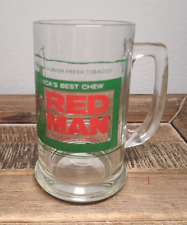 Vintage Red Man Tobacco 14 oz Clear Glass Mug Cup picture