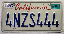 2002 California License Plate Tag # 4NZS444 picture