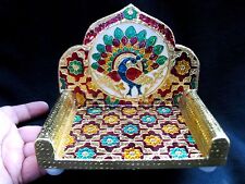 Handicraft Wooden ladoo gopal bal Krishna Singhasan Chowki Krishna Worship-15 cm picture