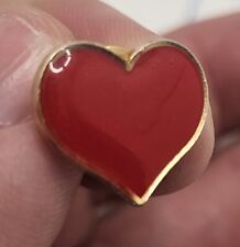 VTG Lapel Pinback Hat Pin Red Heart Love Care Lapel Pin Vest Enameled  picture
