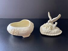 Antique Porcelain Heart Shaped Humming Bird Trinket Jewelry Box picture