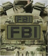 FBI EMB PATCH 4X10 AND 2X5 HOOK ON BACK  BLACK ON RANGER GREEN picture