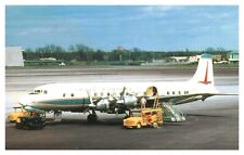 Postcard Aircraft 1959 Eastern Airlines DC7 Four Engine Prop Plane Refueling picture