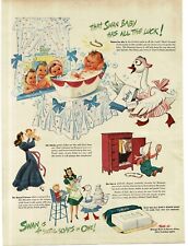 1945 Swan Soap bathing baby has all the luck Swanny Mascot art Vintage Print Ad picture