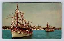 The Shrimp Fleet, Ships In The Water, Transportation, Vintage Postcard picture