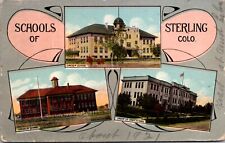 Postcard Multiple Views of Schools in Sterling, Colorado picture