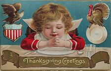 Antique Postcard Embossed Thanksgiving Girl in Grace Cancel in Prado CA 1908 picture