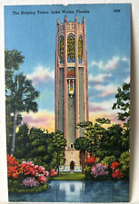 Lake Wales Florida Singing Tower VTG Linen Postcard UNP  c1930s/40s - A4 picture