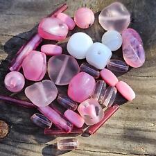 Pretty in Pink Mix of Rare NOS Vintage Czech German Glass Beads Destash 30pc picture